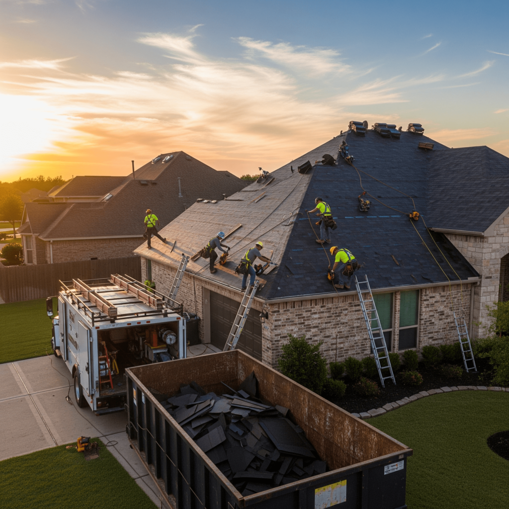 Professional Sugar Land roofing company replacing asphalt shingle roof